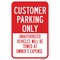 Signmission Customer Parking Only Unauthorized Vehicles Will B Aluminum, 12" x 18", A-1218-25270 A-1218-25270 - alternate 1